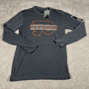 Philadelphia‎ Flyers Shirt Men's Large Reebok NHL Long Sleeve Gray Tee NWT